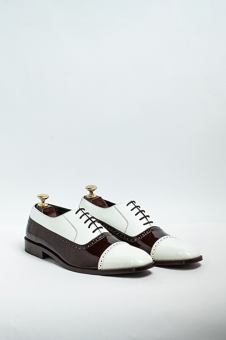 Cherry & White Genuine Leather Formal Shoes by Aniket Gupta