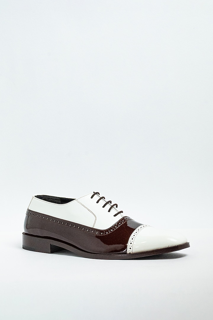 Cherry & White Genuine Leather Formal Shoes by Aniket Gupta at Pernia's Pop Up Shop
