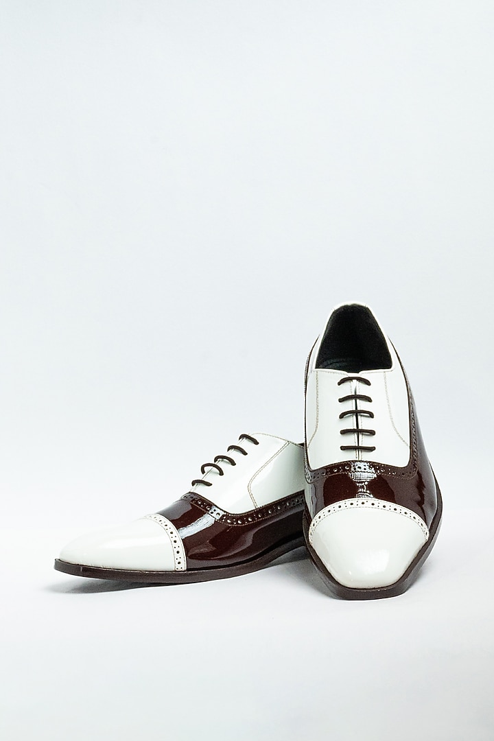 Cherry & White Genuine Leather Formal Shoes by Aniket Gupta at Pernia's Pop Up Shop