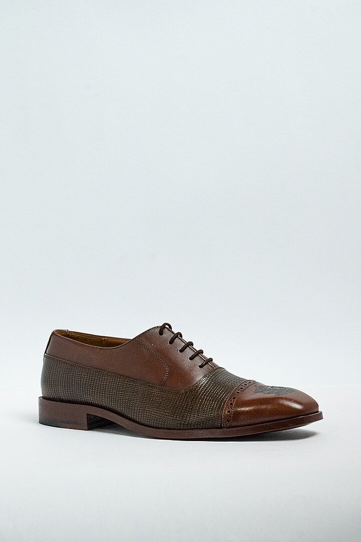 Brown Genuine Leather Formal Shoes by Aniket Gupta at Pernia's Pop Up Shop
