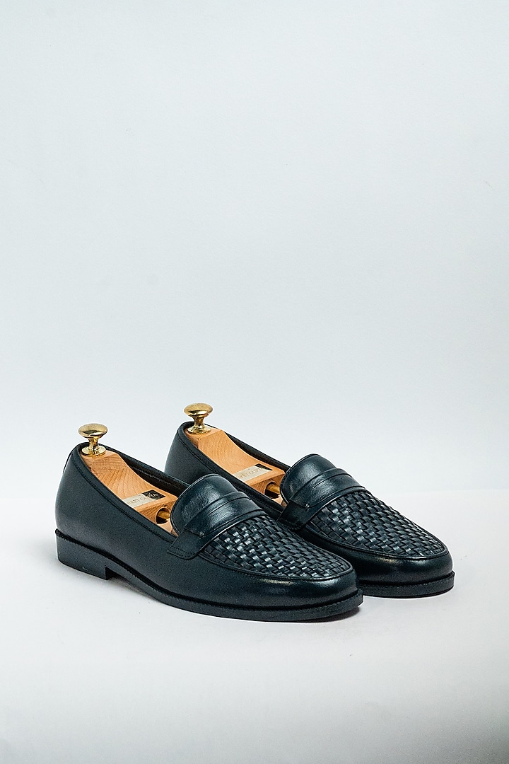 Navy Blue Genuine Leather Formal Shoes by Aniket Gupta