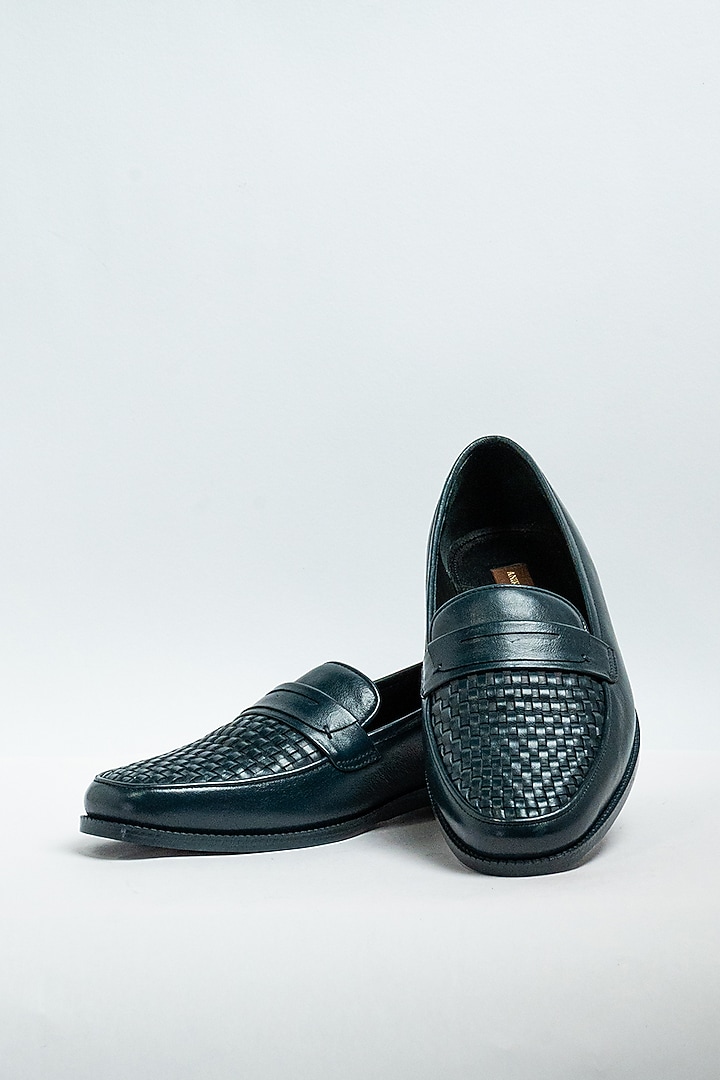 Navy Blue Genuine Leather Formal Shoes by Aniket Gupta at Pernia's Pop Up Shop