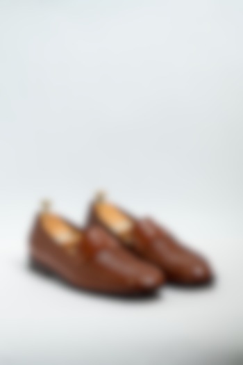 Tan Genuine Leather Formal Shoes by Aniket Gupta