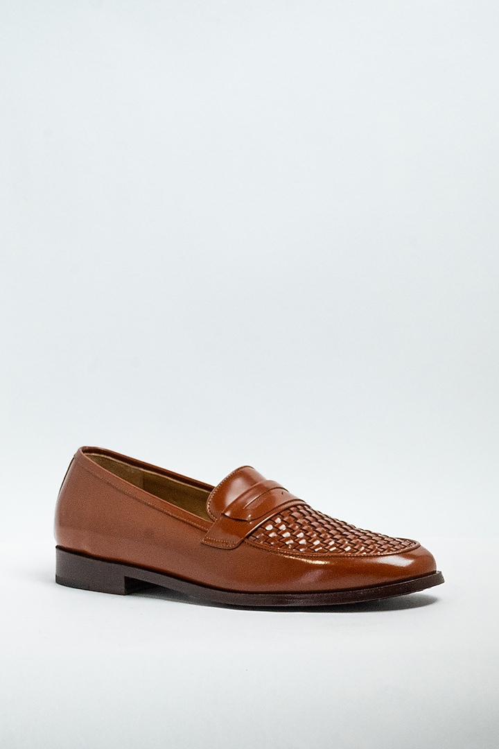 Tan Genuine Leather Formal Shoes by Aniket Gupta at Pernia's Pop Up Shop