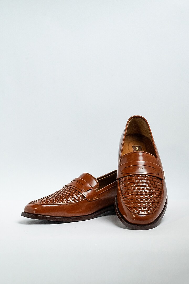 Tan Genuine Leather Formal Shoes by Aniket Gupta at Pernia's Pop Up Shop