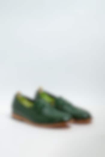 Bottle Green Genuine Leather Formal Shoes by Aniket Gupta