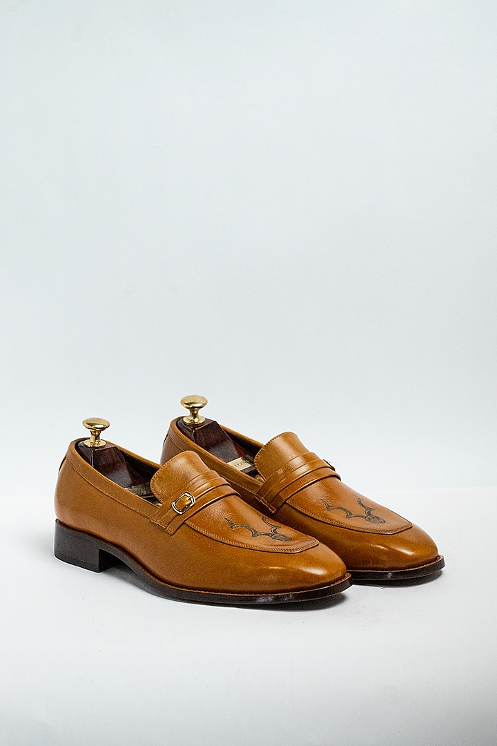 Light Tan Genuine Leather Formal Shoes by Aniket Gupta