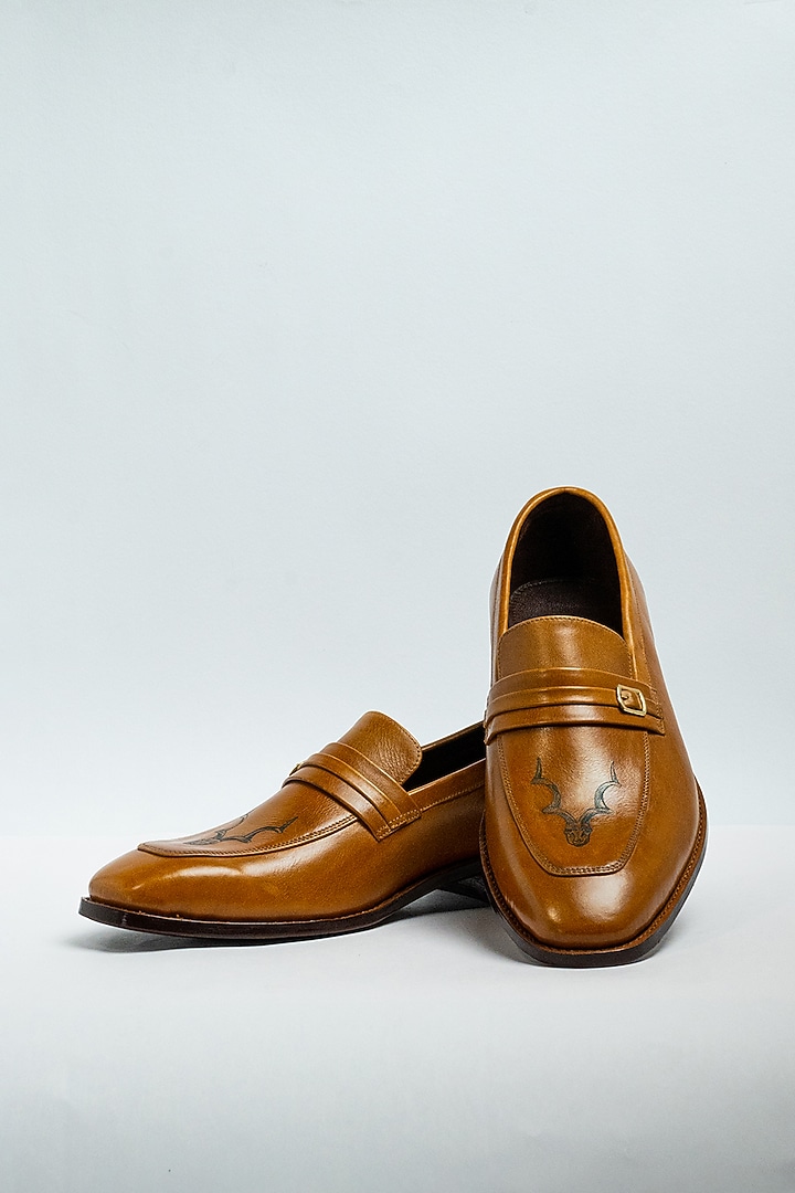 Light Tan Genuine Leather Formal Shoes by Aniket Gupta at Pernia's Pop Up Shop