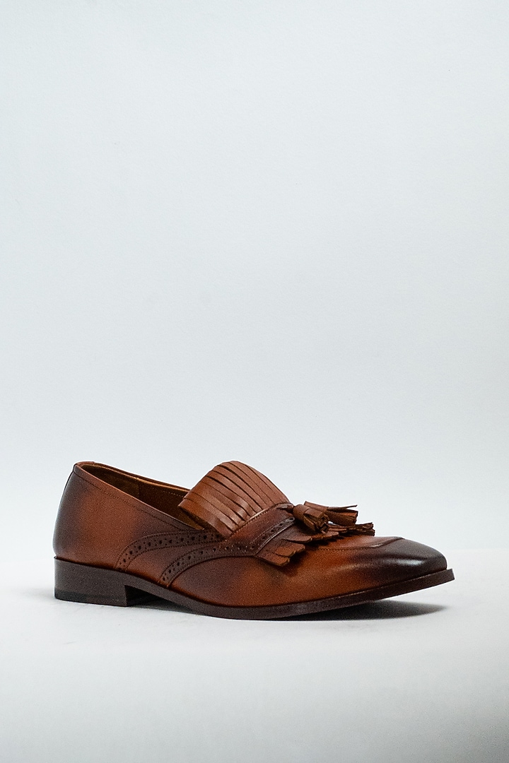 Brown Genuine Leather Formal Shoes by Aniket Gupta at Pernia's Pop Up Shop