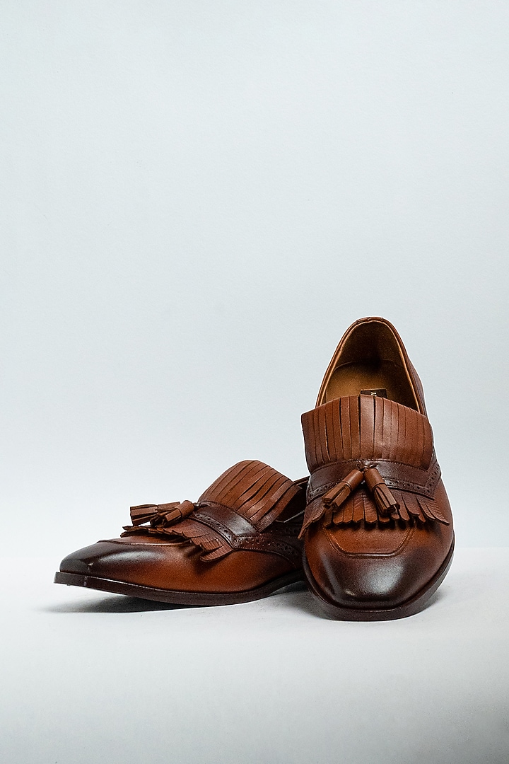 Brown Genuine Leather Formal Shoes by Aniket Gupta at Pernia's Pop Up Shop