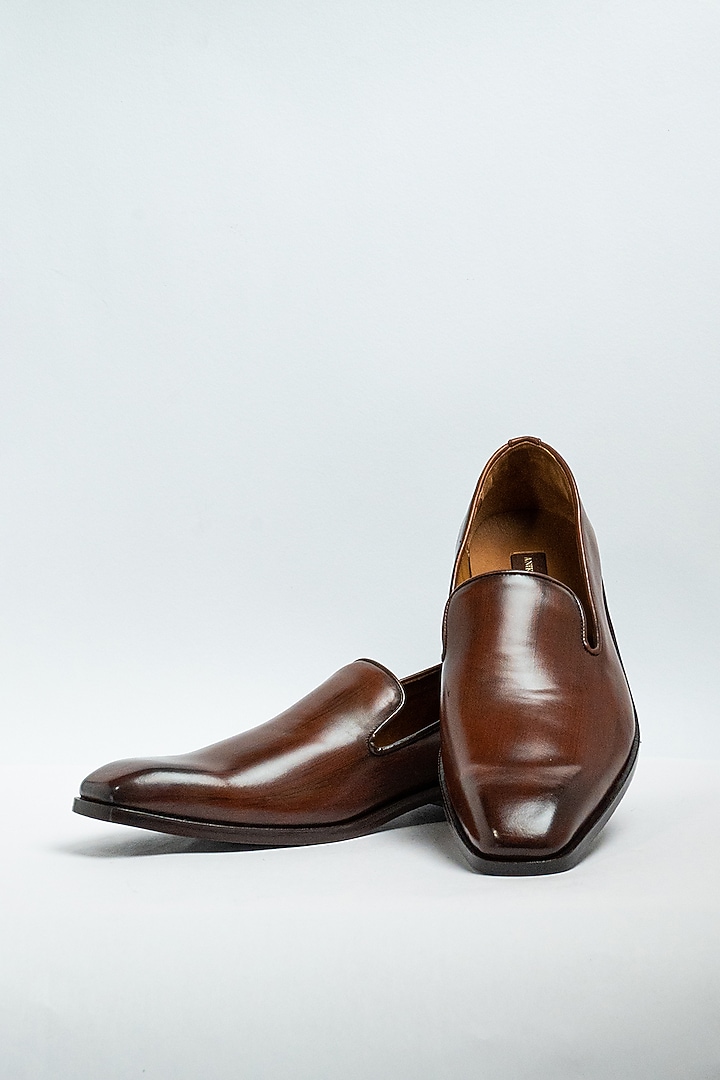 Brown Genuine Leather Formal Shoes by Aniket Gupta at Pernia's Pop Up Shop