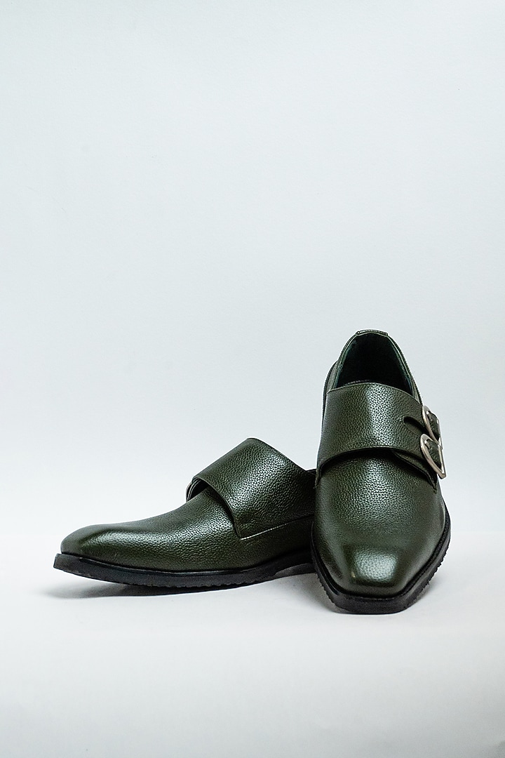Green Genuine Leather Formal Shoes by Aniket Gupta at Pernia's Pop Up Shop  2026