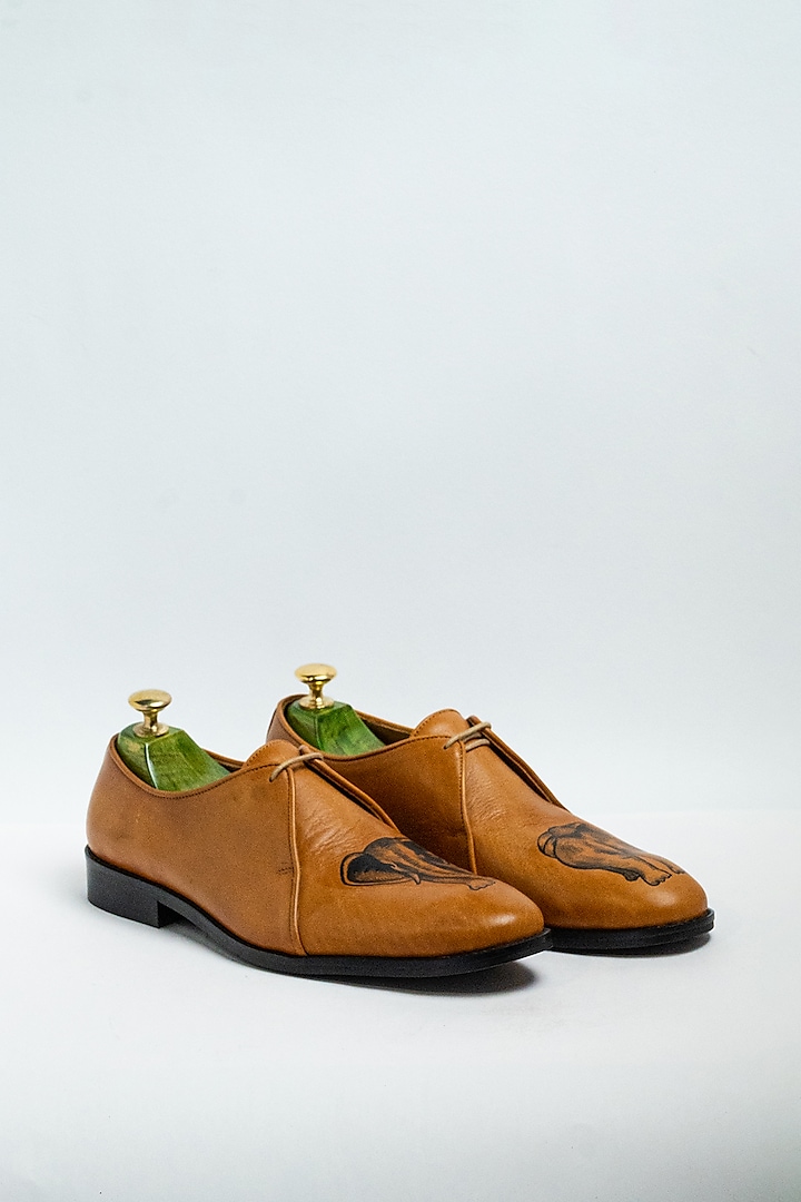 Light Tan Genuine Leather Formal Shoes by Aniket Gupta