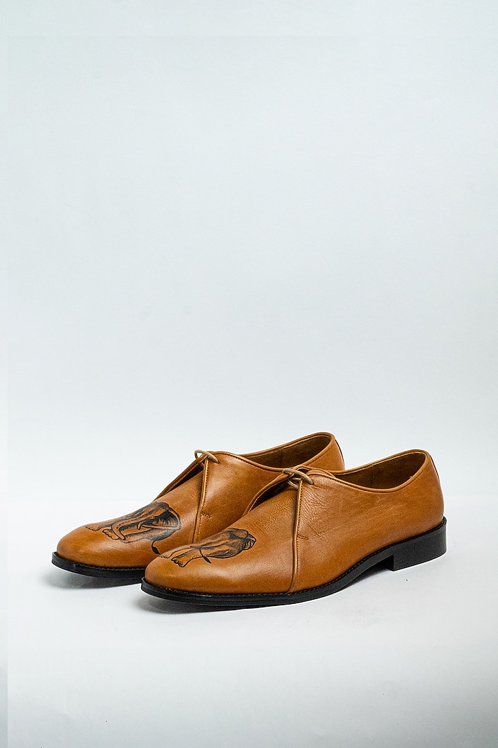 Light Tan Genuine Leather Formal Shoes by Aniket Gupta at Pernia's Pop Up Shop