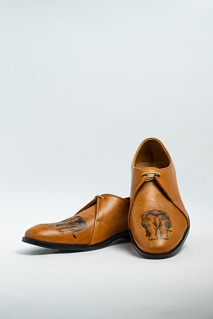 Light Tan Genuine Leather Formal Shoes by Aniket Gupta at Pernia's Pop Up Shop