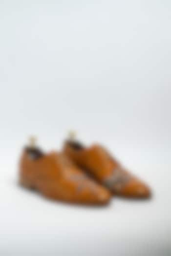 Light Tan Genuine Leather Formal Shoes by Aniket Gupta