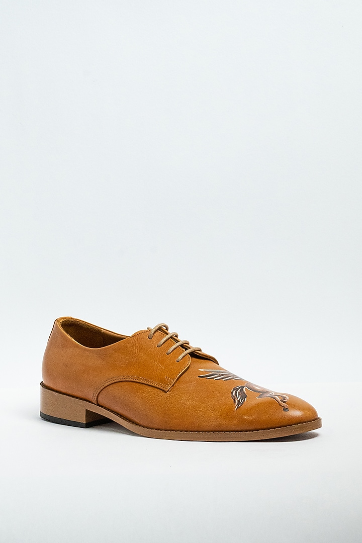 Light Tan Genuine Leather Formal Shoes by Aniket Gupta at Pernia's Pop Up Shop