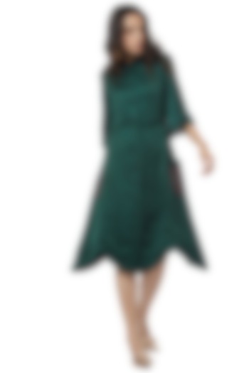 Emerald Green Dress With Cinched Waist by Ankita