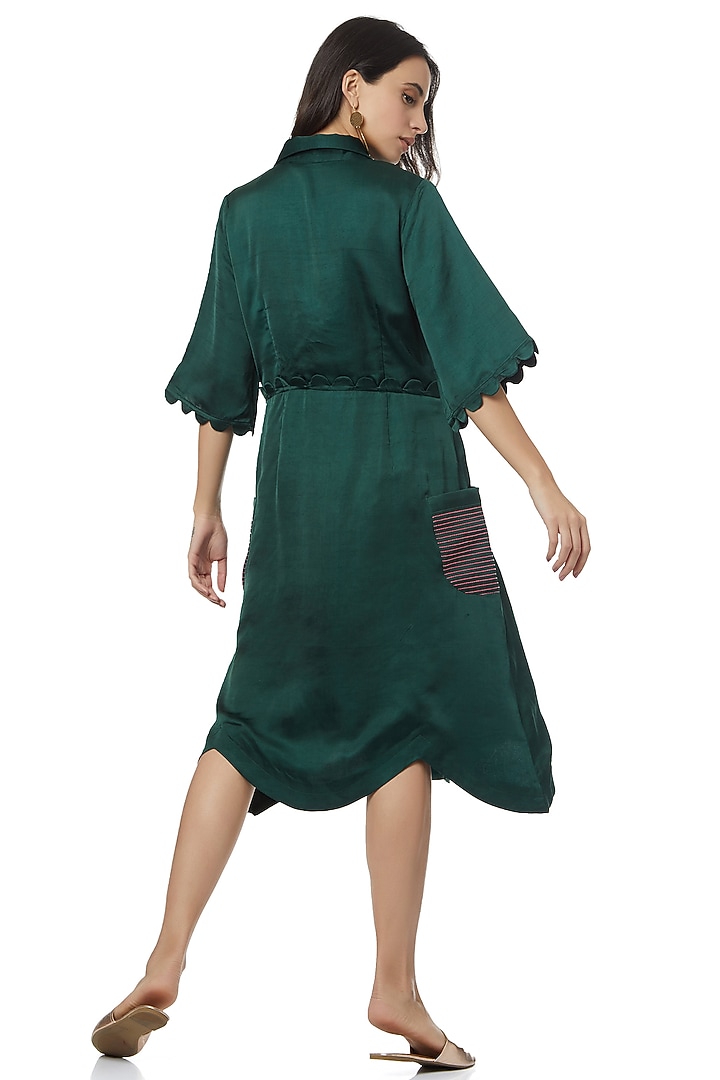 Emerald Green Dress With Cinched Waist by Ankita at Pernia's Pop Up Shop