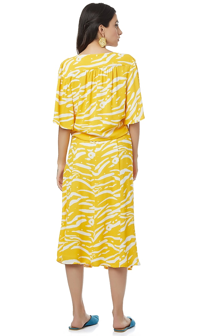 Yellow Slub Satin Skirt Set by Ankita at Pernia's Pop Up Shop