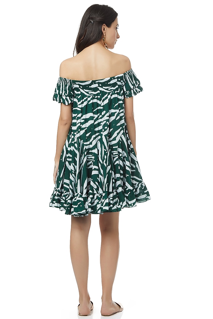 Emerald Green Printed Dress by Ankita at Pernia's Pop Up Shop