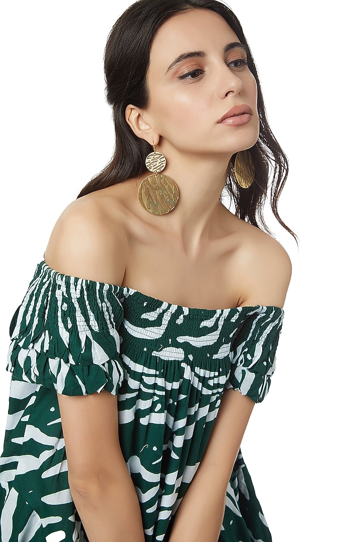 Emerald Green Printed Dress by Ankita at Pernia's Pop Up Shop