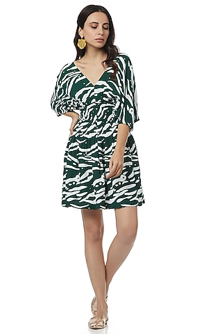 Emerald Green Dress With Smocking by Ankita