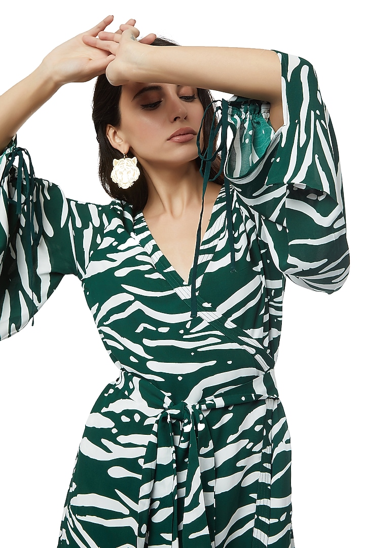 Emerald Green Dress With Scrunched Sleeves by Ankita at Pernia's Pop Up Shop