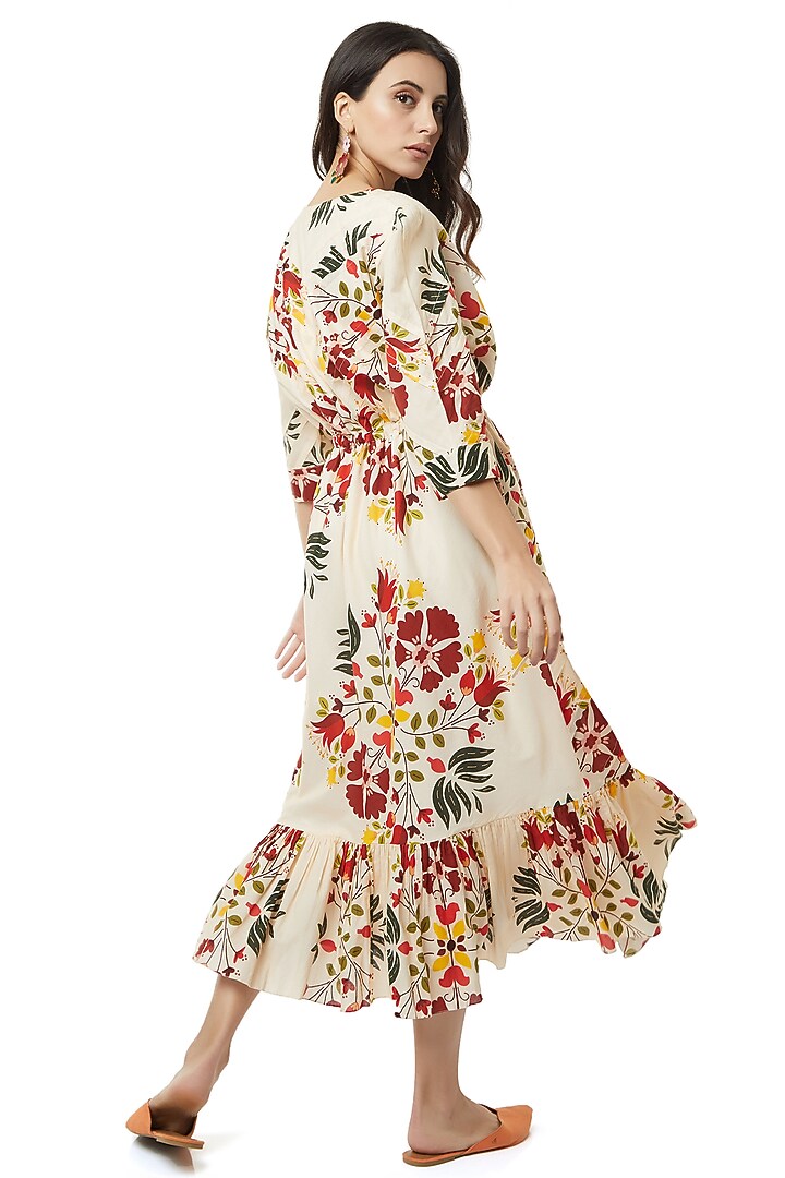 Beige Pleated Dress by Ankita at Pernia's Pop Up Shop