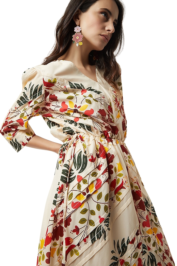 Beige Pleated Dress by Ankita at Pernia's Pop Up Shop