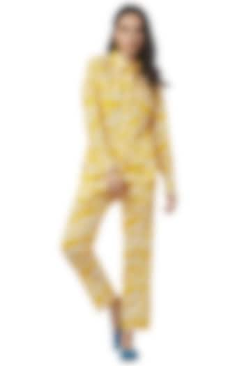 Yellow Printed Pants Set by Ankita