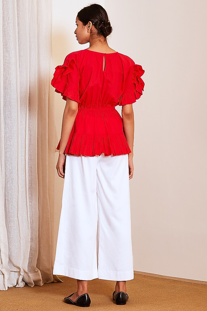 Red Ruffled Daisy Top by Ankita at Pernia's Pop Up Shop