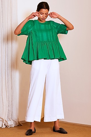 Emerald Green Flared Top by Ankita