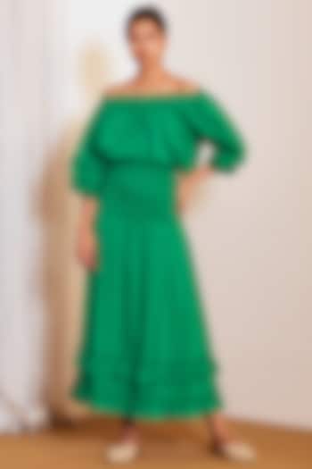 Emerald Green Top With Skirt by Ankita at Pernia's Pop Up Shop