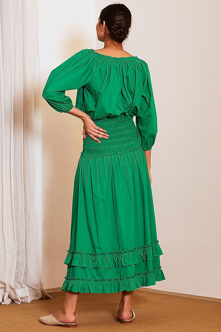 Emerald Green Top With Skirt by Ankita at Pernia's Pop Up Shop