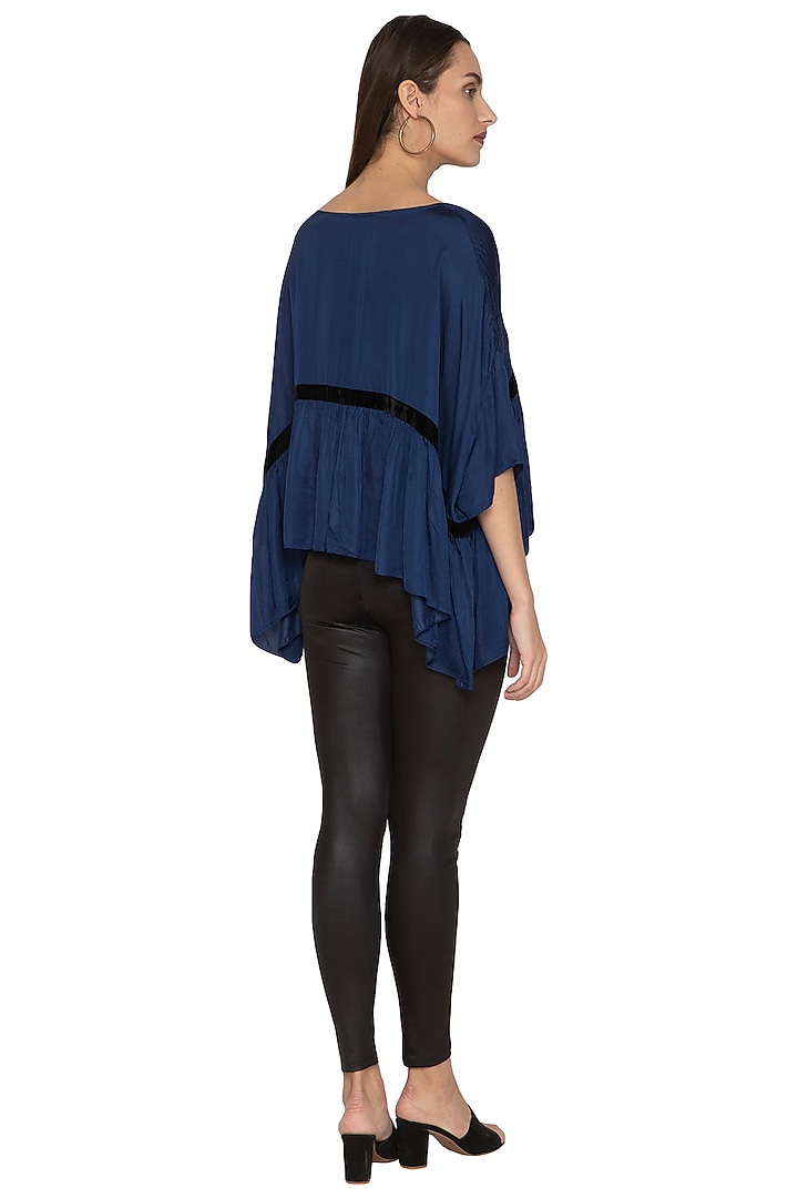 Blue Oversized Dolman Sleeved Top by Ankita at Pernia's Pop Up Shop