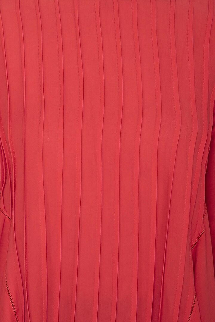 Red Detailed Top With Flared Panels by Ankita at Pernia's Pop Up Shop