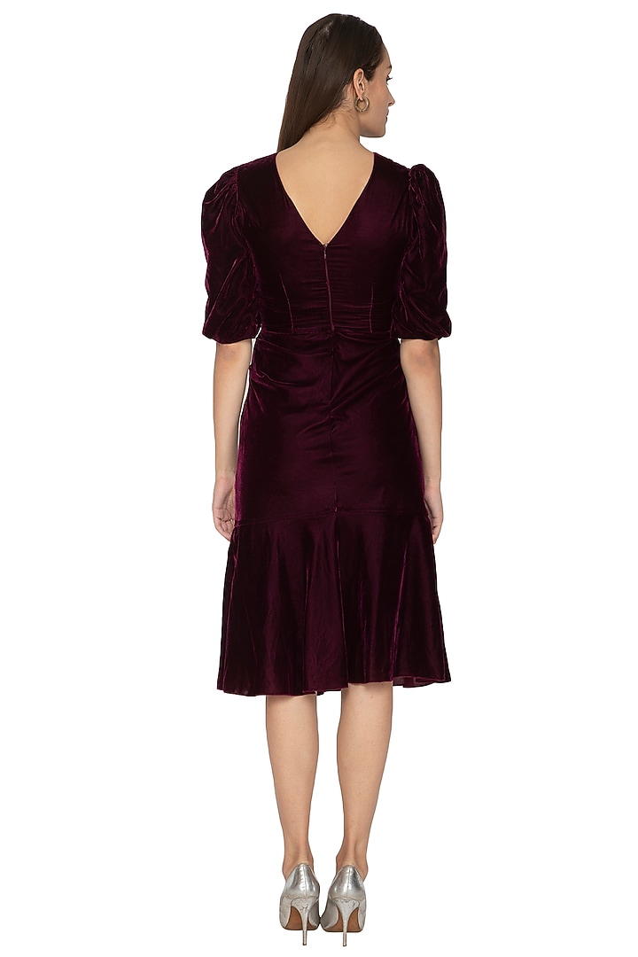 Purple Pleated Summer Dress With Puffed Sleeves by Ankita at Pernia's Pop Up Shop