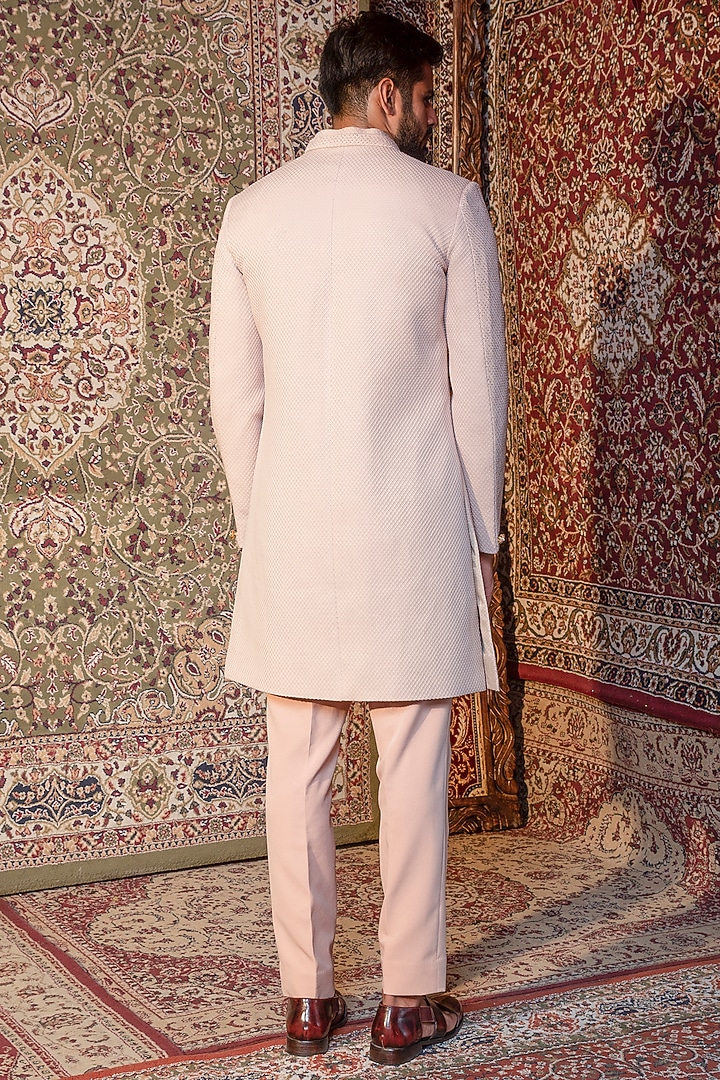 Blush Pink Silk Embroidered Indo Western Jacket Set by Ankur J Men at Pernia's Pop Up Shop