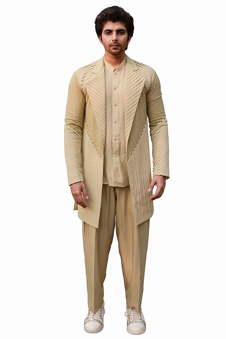 Mint Cotton Silk Pant Set by Ankur J Men