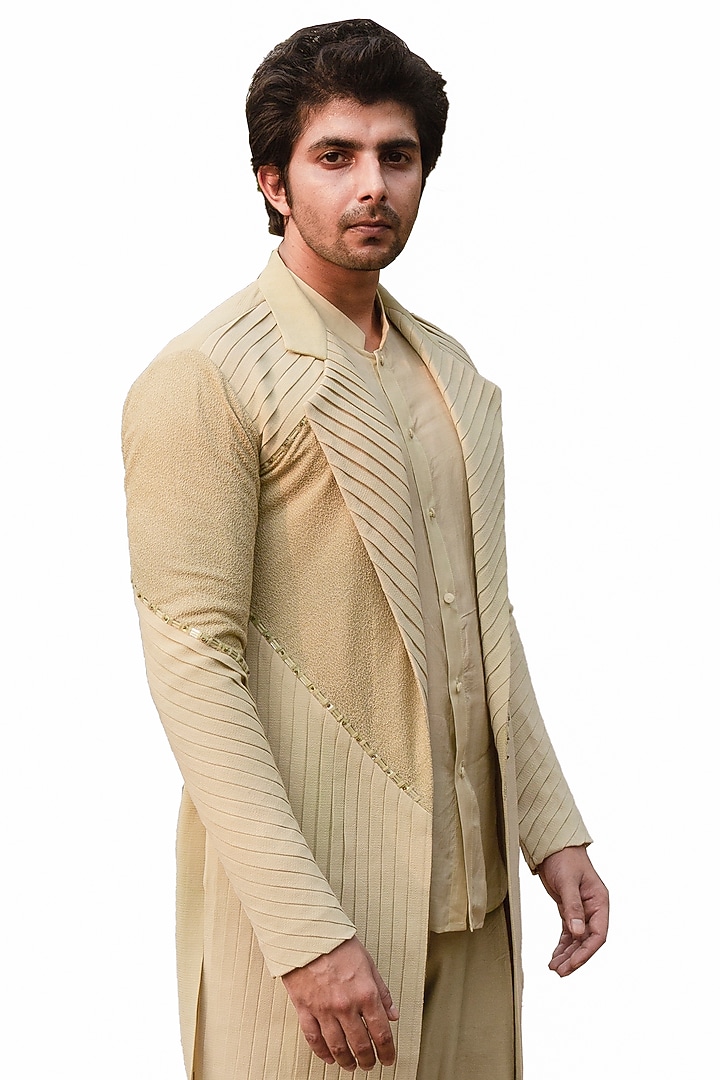 Mint Cotton Silk Pant Set by Ankur J Men at Pernia's Pop Up Shop