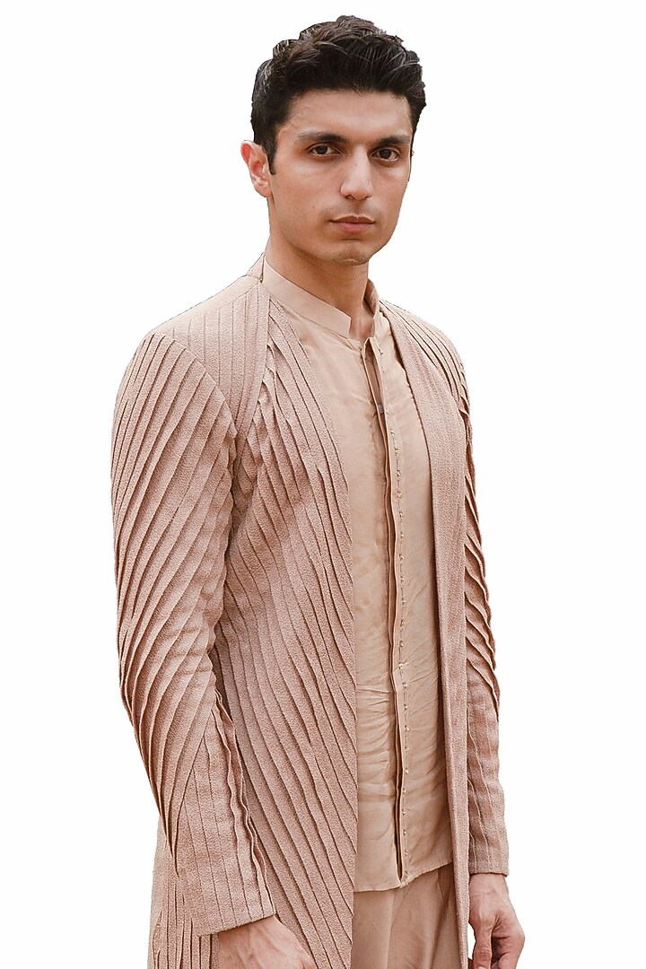 Rose Rust Cotton Silk Pant Set by Ankur J Men at Pernia's Pop Up Shop