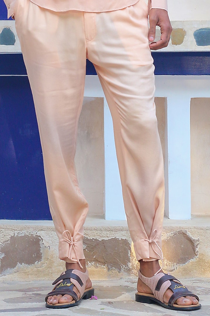 Salmon Pink Cotton & Silk Overlay Indo-Western Set by Ankur J Men at Pernia's Pop Up Shop
