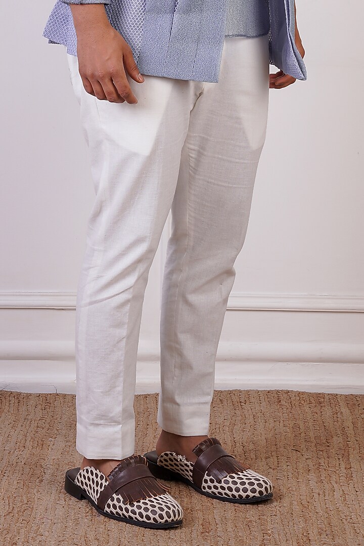 Midnight Ash Crochet & LInen Embroidered Blazer Set by Ankur J Men at Pernia's Pop Up Shop