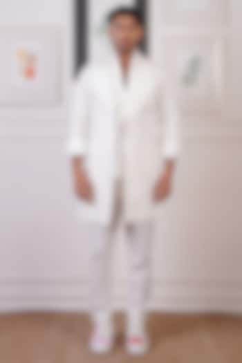 Off-White Linen Overlay Set by Ankur J Men at Pernia's Pop Up Shop