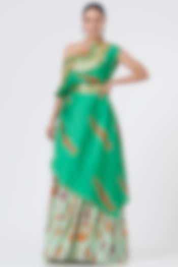 Mint Digital Printed Wedding Lehenga Set by Ankur J at Pernia's Pop Up Shop