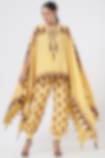 Yellow Cotton Printed Pant Set by Ankur J at Pernia's Pop Up Shop
