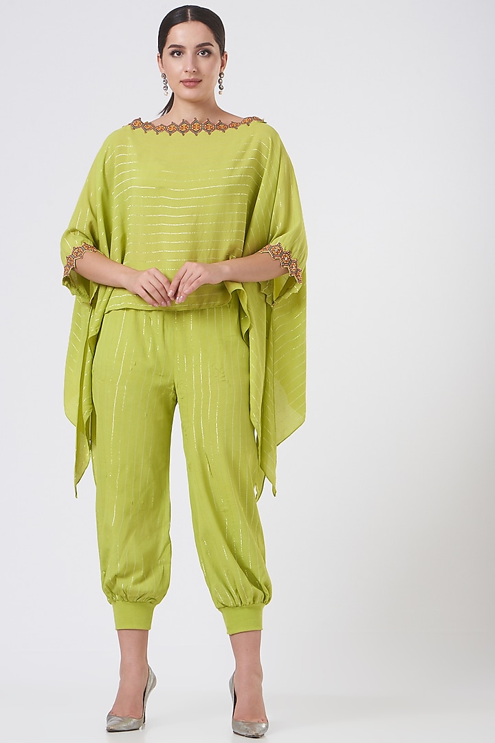 Olive Green Embellished Kaftan Set Design by Ankur J at Pernia's Pop Up ...