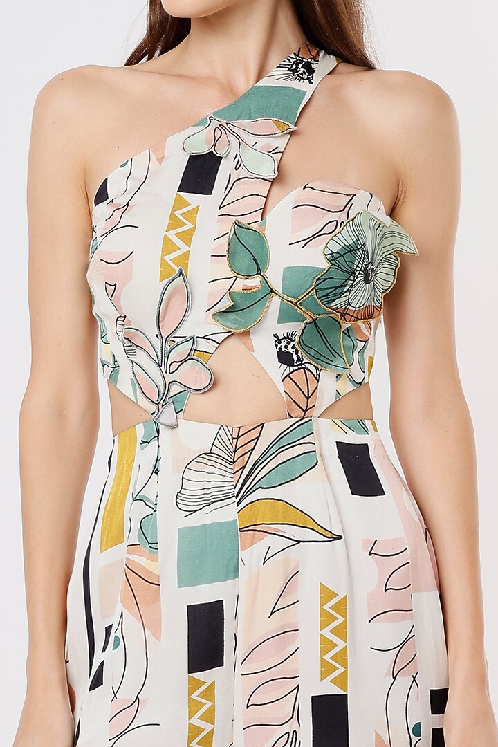 Off White Printed Jumpsuit by Ankur J at Pernia's Pop Up Shop