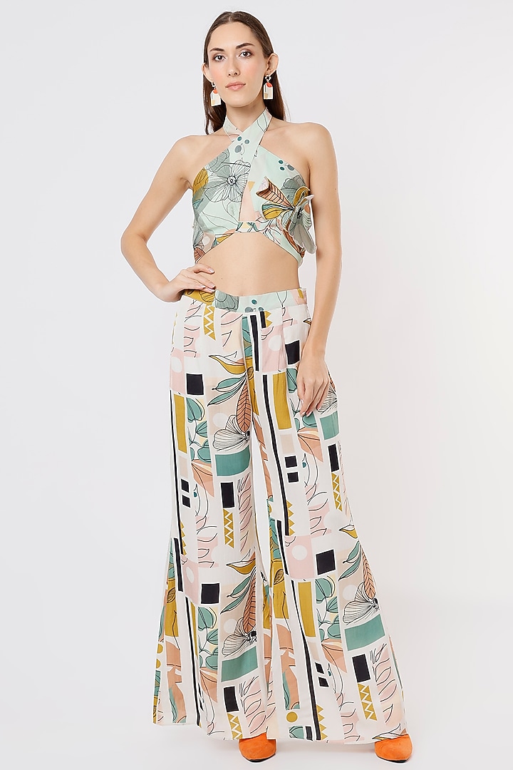 Off White Printed Pant Set by Ankur J at Pernia's Pop Up Shop